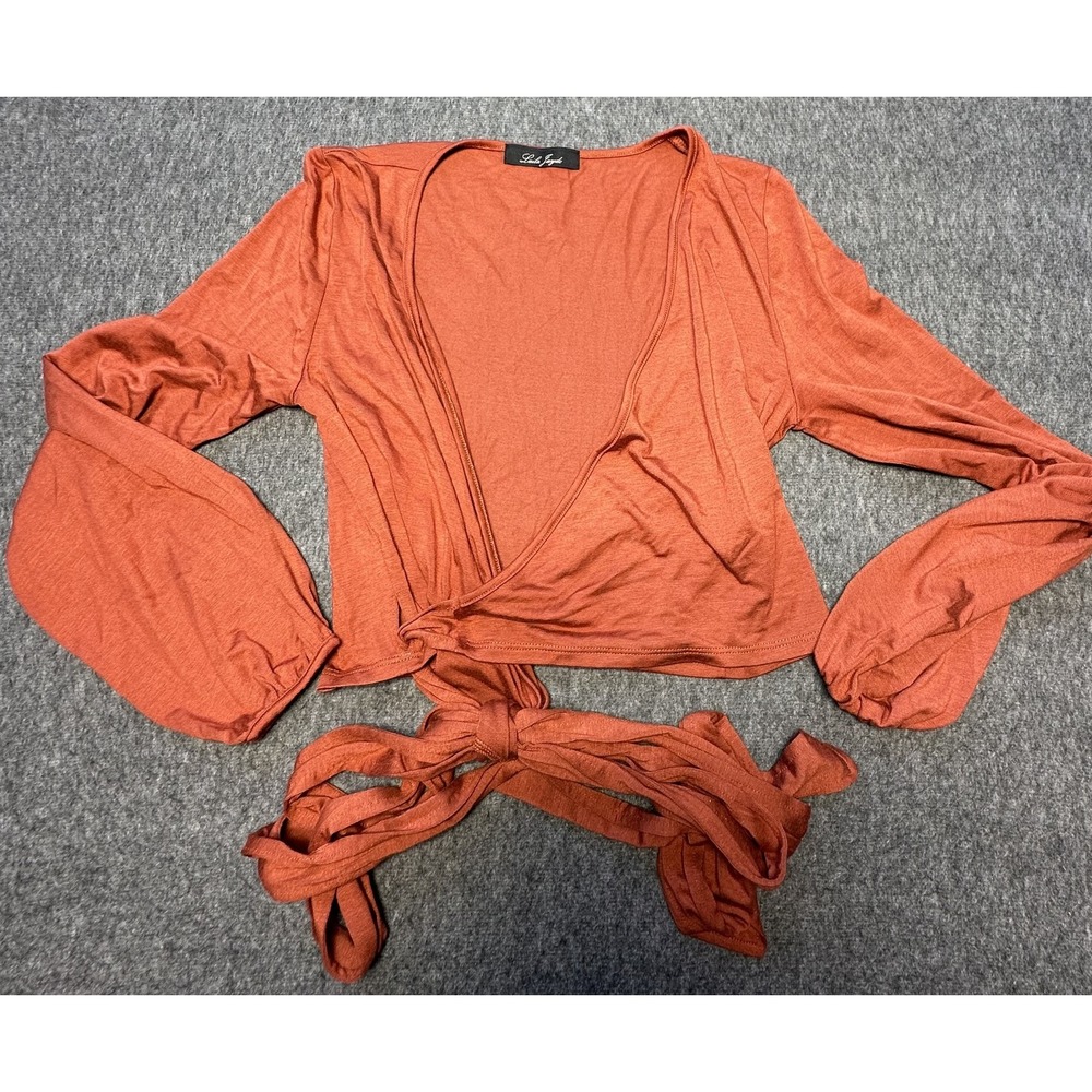 Laila Jayde Burnt Orange Tie-Front Wrap Top